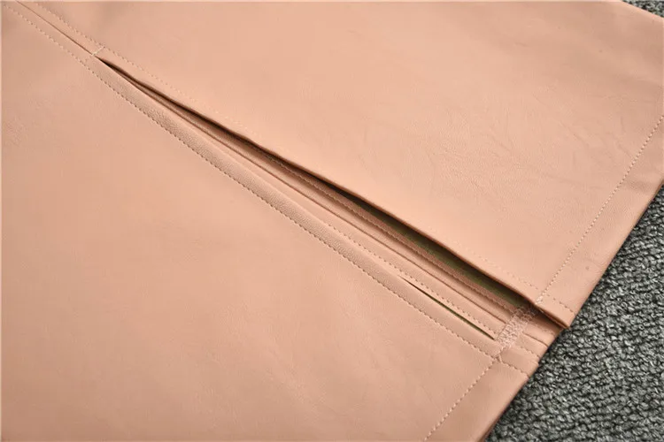 Women PU Leather Midi Skirt Autumn Winter Ladies Package Hip Front or Back Slit Pencil Skirt Plus Size
