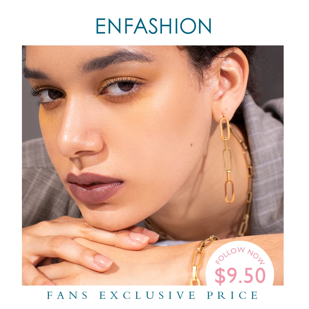 

ENFASHION Punk Link Chain Drop Earrings For Women Gold Color Long Tassel Simple Dangle Earings Fashion Jewelry Pendientes E1119