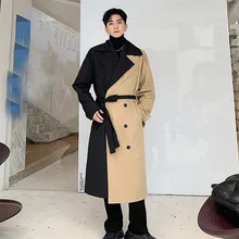 Мужская двубортная свободная деловая Повседневная Длинная мужская куртка-ветровка уличная винтажная модная Тренч пальто верхняя одежда