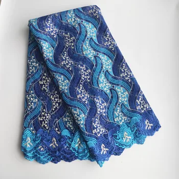 

Blue Wave African Lace Fabric For Wedding Dress 2019 Quality Embroidered Nigerian French Lace Fabric 5Yards Drop Shipping
