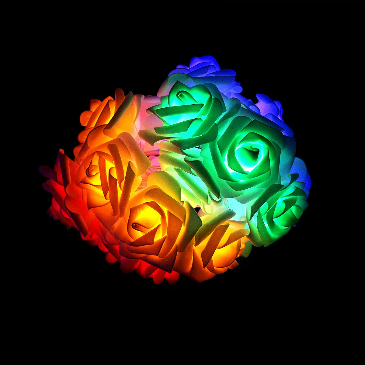 1,5 м 10 роз цветок Гирлянда светодиодный гирлянда для праздника Рождественские украшения для дома Рождественская елка Новогоднее украшение батарея - Цвет: Colorful