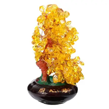 

Cyrstal Resin Money Tree Ornament Lucky Tree Decor Delicate Money Tree Bonsai Adornment Resin Crafts for Office Home (Yellow)