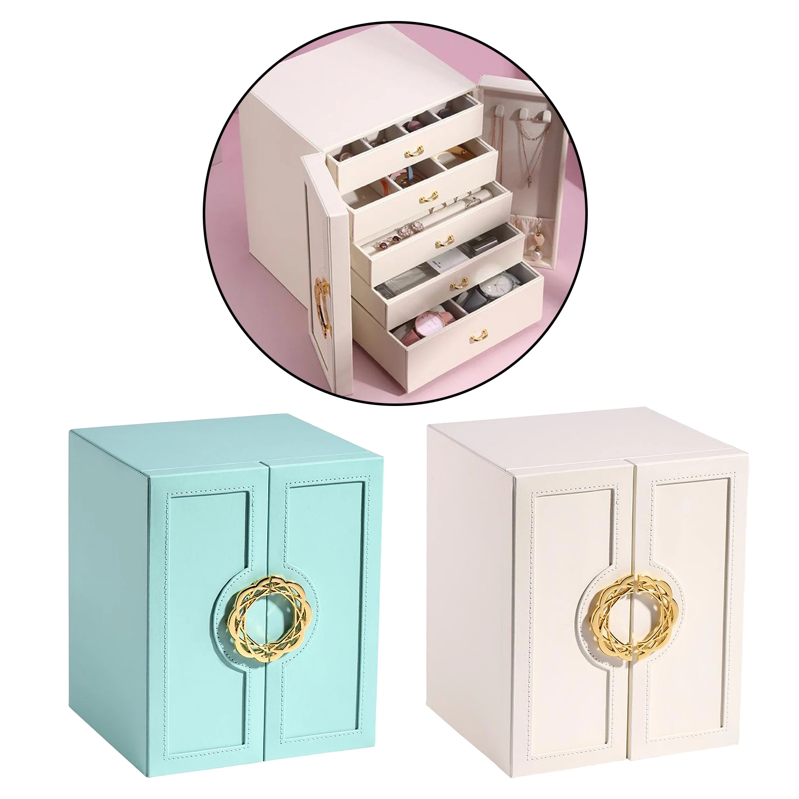 Jewelry Storage Organizer Cabinet 5 Drawer Case Ring Earring Necklace Holder