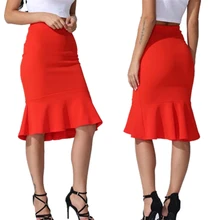 

2021 New Hot Sale Women's Spring Autumn Elastic High Waist Ruffles Skirts Woman Hip Trumpet Skirt Mermaid