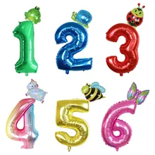 1 Набор воздушные шары для вечеринки на день рождения шар из фольги с цифрами в виде животных лягушка улитки пчела Бабочка детский игрушечный детский душ украшения принадлежности