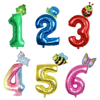 

1set Birthday Party Balloons Animal Number Foil Balloon Frog Snails Bee Butterfly Children's Toy Baby Shower Decoration Supplies