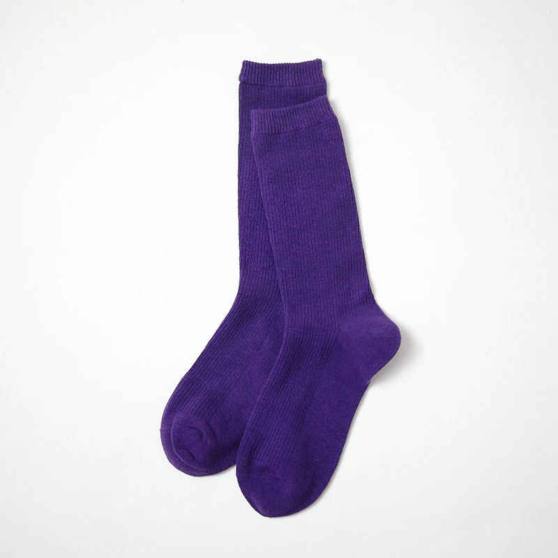 Dark purple Носки в стиле Харадзюку для девочек средней школы, японские корейские однотонные вязаные длинные хлопковые носки, носки в стиле хип-хоп для скейтборда - Цвет: Dark purple