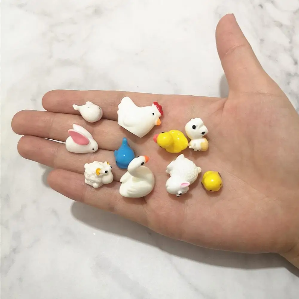 10 pièces Mini Slime breloques perles de remplissage résine animaux dessin animé mignon canard lapin vache Slime accessoires faisant des fournitures (lot de 10)