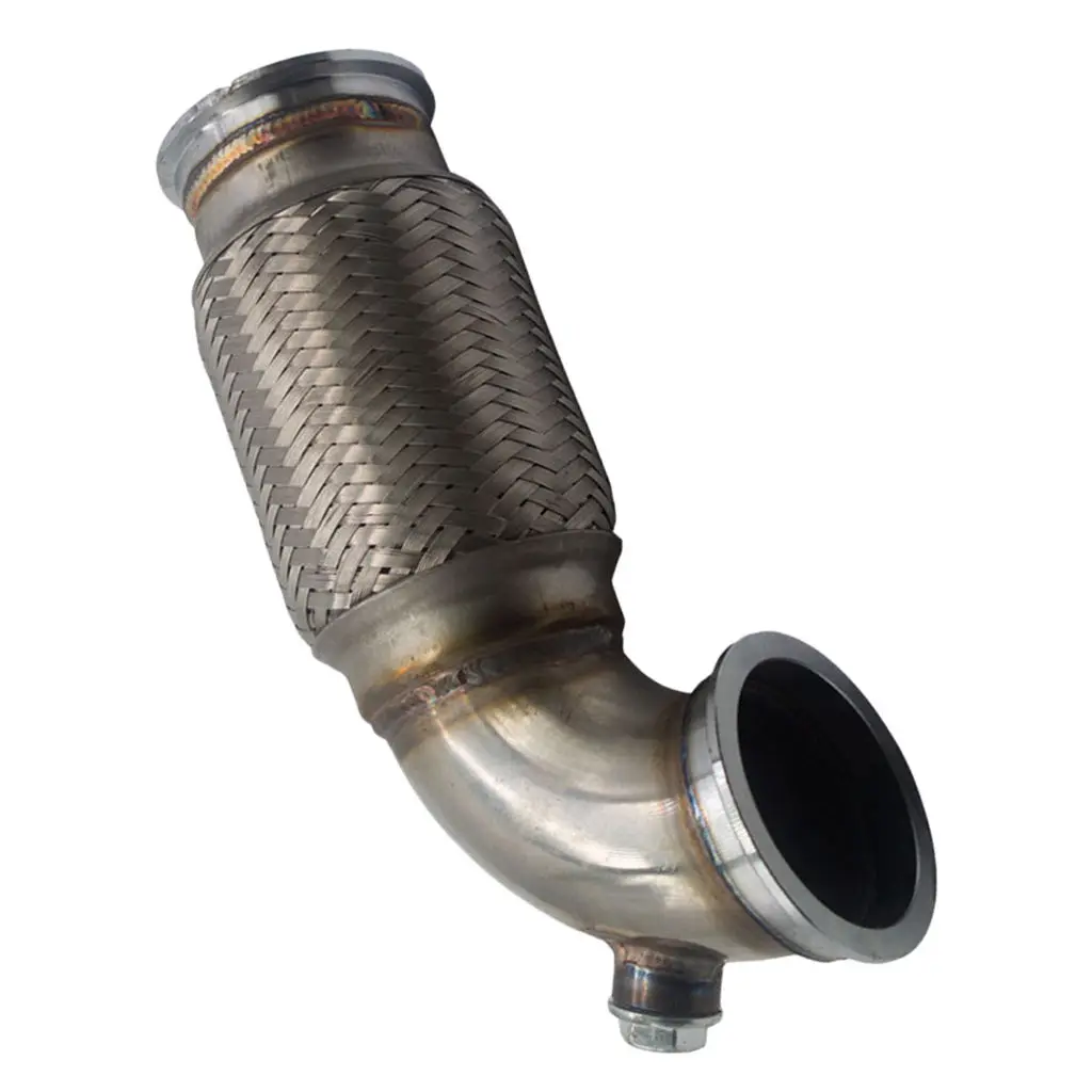 2.5" V Band Downpipe Low Profile 90Deg w/Flex bellow pipe stainless+ O2