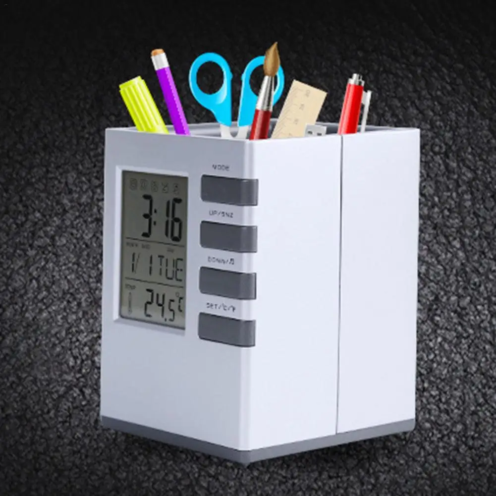 Innovative Multifunctional Perpetual Calendar Pen Holder Pen Holder Clock Electronic Clock For Office School Storage Supplies