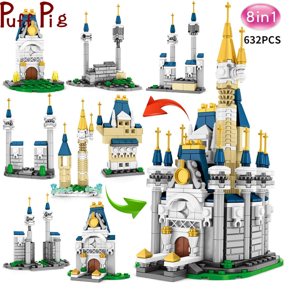 

632 pcs Disneyed Castles Building Blocks Compatible Legoingly Girls Friends Princess Enlightenment Brick Toy