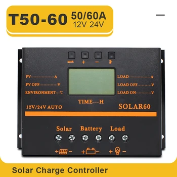 

MPPT PWM 50A 60A Solar charge controller LCD display PV panel battery charger regulator 12V 24V Dual USB MPPT controller