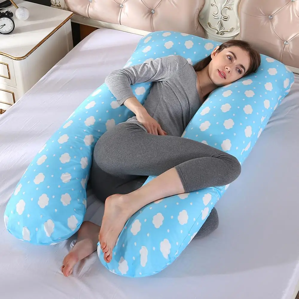Подушка для беременных, постельные принадлежности, подушка для всего тела для беременных женщин, удобная u-образная подушка, длинная подушка для сна, подушки для беременных - Цвет: Cloud blue