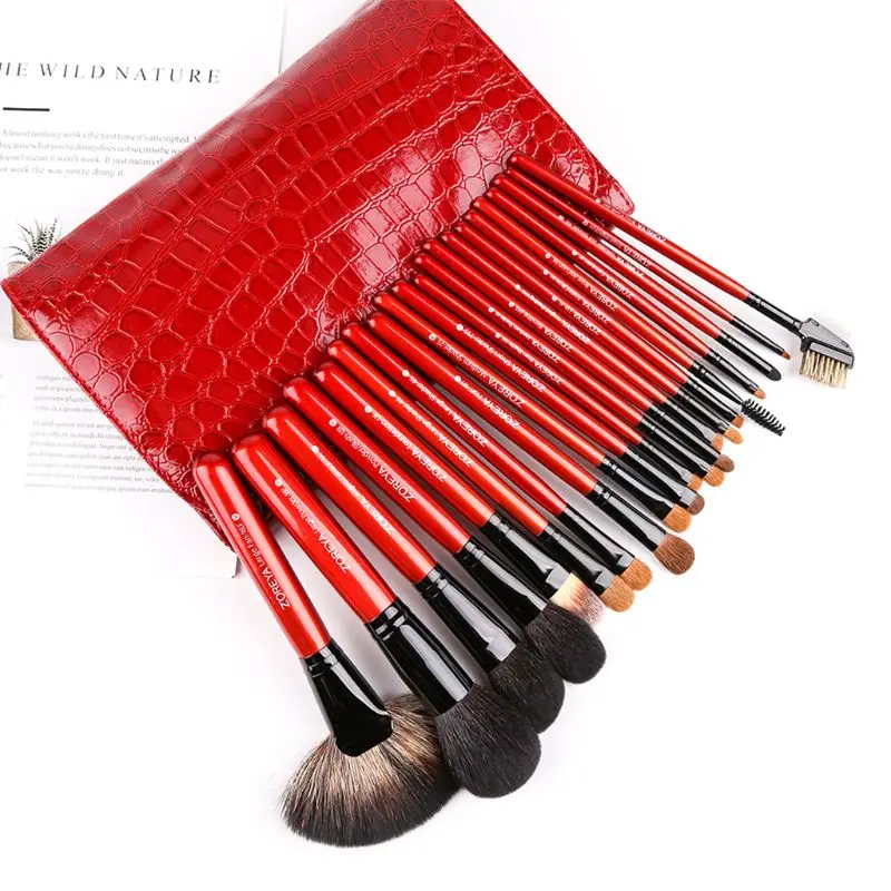 

21Pcs Natural Goat Hair Makeup Brushes Set Powder Foundation Eyeshadow Eyebrow Professional Make Up Tools D5BF