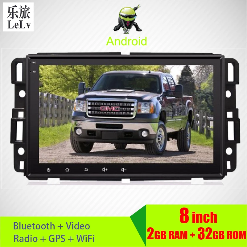 

lelv 2 DIN 8" Android Car Multimedia Stereo DVD for Chevrolet Tahoe Yukon GMC GPS Navigation Acadia Enclave Suberban Van Chevy