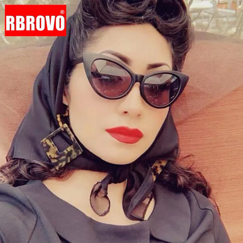 

RBROVO 2023 Vintage Cateye Sunglasses Women Two Sizes Eyeglasses Women Luxury Brand Glasses Women Cat Eye Oculos De Sol Gafas