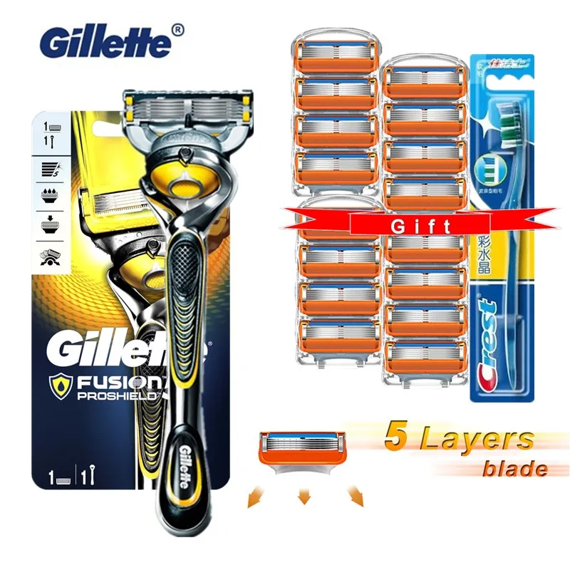 

Gillette Fusion Proshield Men Shaver Razor Blade Machine for Shaving Blades 5 Layer Cassettes for Replacebale Blades Get Gift