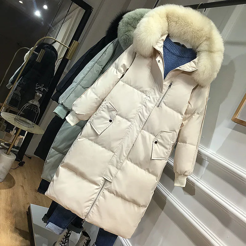 SKU-4-米白色 真狐狸米白毛领