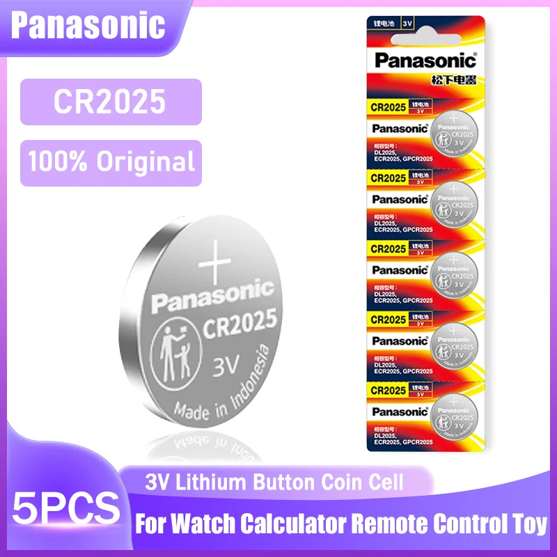 5pcs Panasonic CR2025 CR 2025 DL2025 ECR2025 BR2025 3V Lithium Battery For Toy Watch Calculator Scales Remote Control Coin Cells - ANKUX Tech Co., Ltd