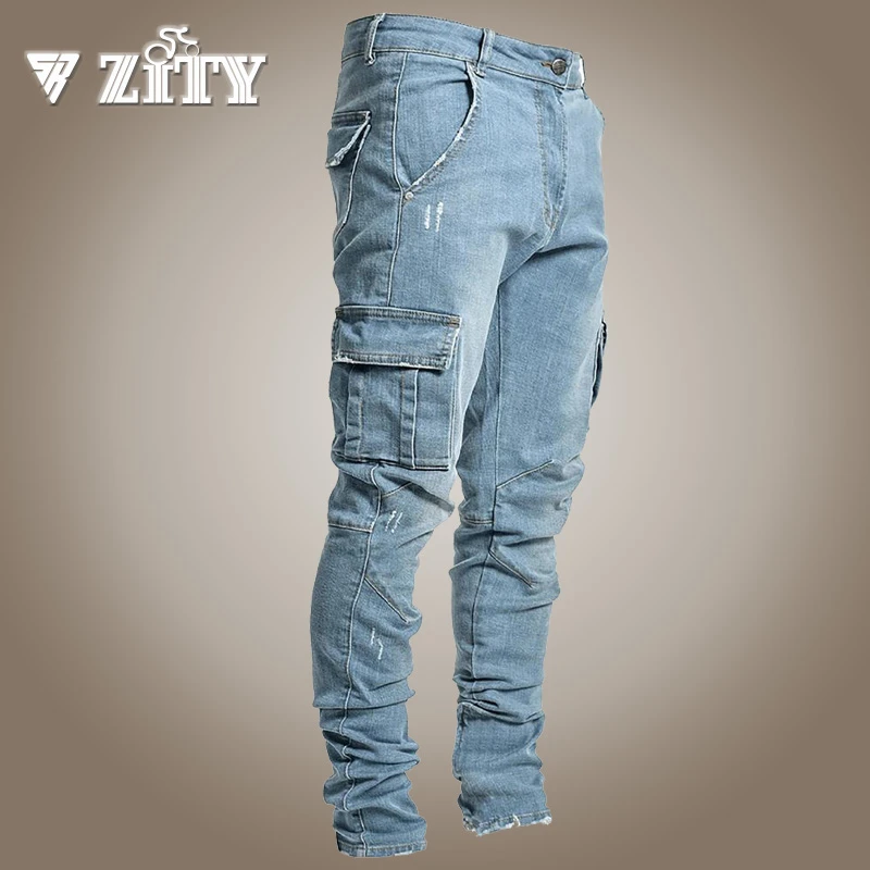 Lucro Humano Extracción Pantalones vaqueros ajustados a la moda para Hombre, pantalones vaqueros  informales con bolsillo, Ropa para correr|Pantalones vaqueros| - AliExpress