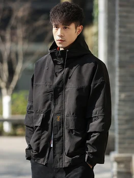 

Japanese Pilot Jacket Men Hooded Winter Big Size Windbreaker Fashion Slim Baseball Vintage Waterproof Warm Loose Outwear EE9JK