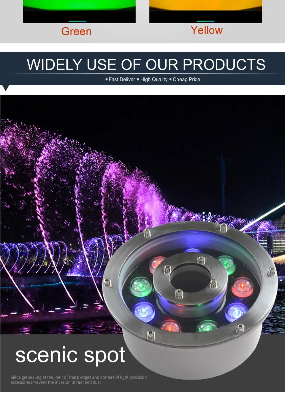 underwater lights 6W Led Underwater Light Ip68 Piscina Ac 12V Warm White Cold White Yellow RGB Fountain Lamp Aluminum Body Pool Light submersible pond lights