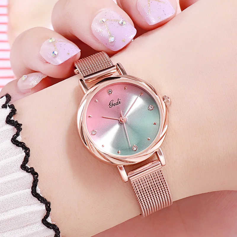 

Gradient Color Dial Watch Women Fashion Mesh Belt All-match Waterproof Quartz Wrist Watches for Women Luxury Gifts Reloj Mujer