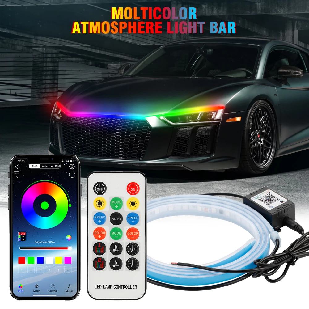 OKEEN RGB Led цветной автомобильный головной светильник полоса универсальные дневные