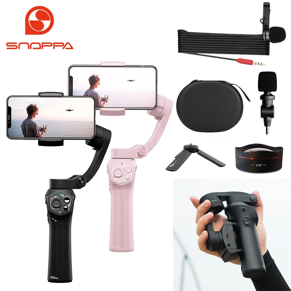 Snoppa Atom a Pocket Sized Foldable 3 axis Smartphone Handheld Gimbal Stabilizer w/Focus Pull & Zoom for iPhone 11 Pro XS MAX