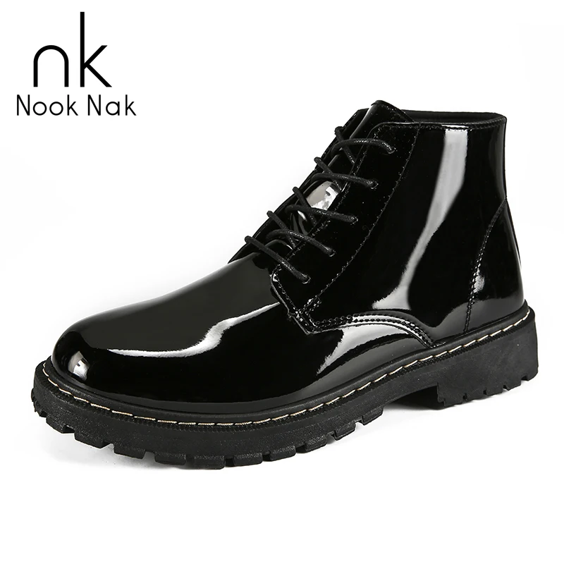 

Nooknak 2020 New Transparent Bottom Breathable Outdoor Work Boots Top Layer Cowhide English Style Lace-up Martin Boots 39-44