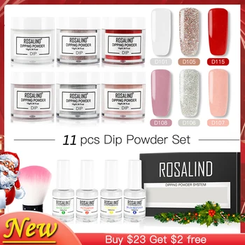 

ROSALIND Nails Holographic Glitter Dip Powder Set For Nail Art Decorations All For Manicure Natural Dry Without Lamp Cure