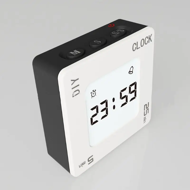 

DIY Time Management Pomodoro Timer Creative Square Alarm Clock Vibration Flashing Backlight Timer Reminder for Students