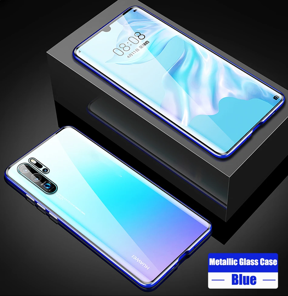 Магнитный абсорбционный металлический флип-кейс для huawei P20 P20Pro P20Lite, двухсторонняя, для стекла для huawei P20 Pro