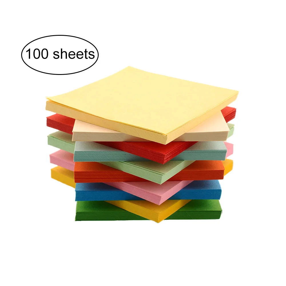 100Pc Origami Square Hand Paper Double Sided Sheets Colorful Scrapbooking 8CM