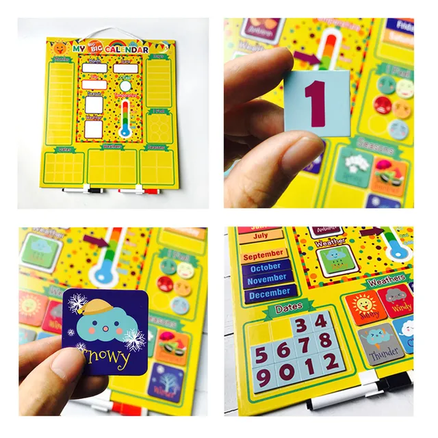 Kids English Magnetic Weather Calendar Innovative First Calendar Toys For Children Early Education #HY 4