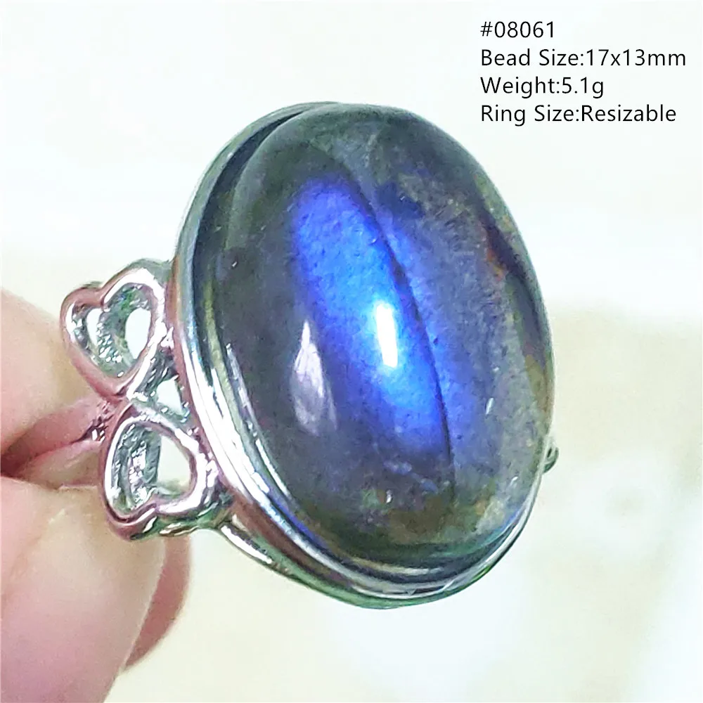 name necklace Genuine Natural Labradorite Blue Light Adjustable Ring 925 Sterling Silver Labradorite Oval Resizable Ring Jewelry AAAAAA gold necklace design 925 Silver Jewelry