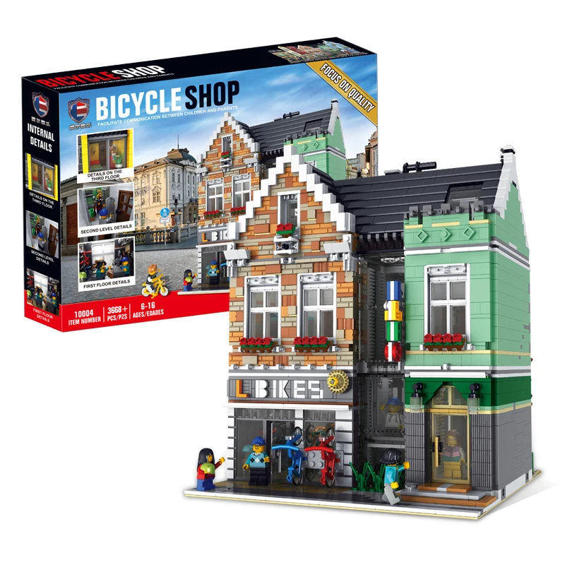 MOC City Street Series Old Fishing Store Houseboat Restaurant Model Building Blocks Toys For Children Fit Lepining Bricks Gifts
