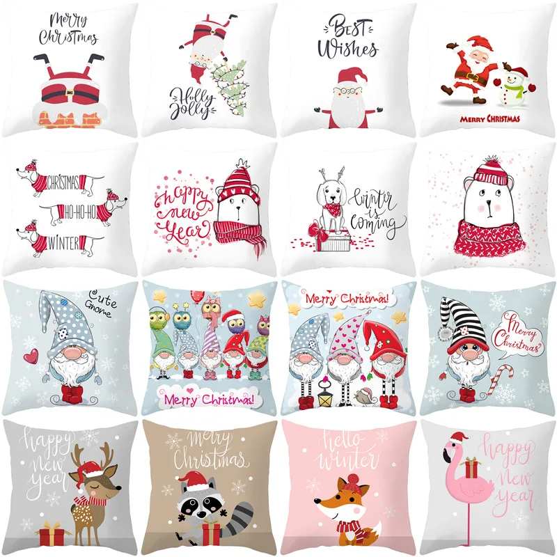 

New Year Christmas Decorations for Home Navidad Natal 2020 New Square Sofa Cushion Cover 44x4cm Peach Skin Material Wholesale