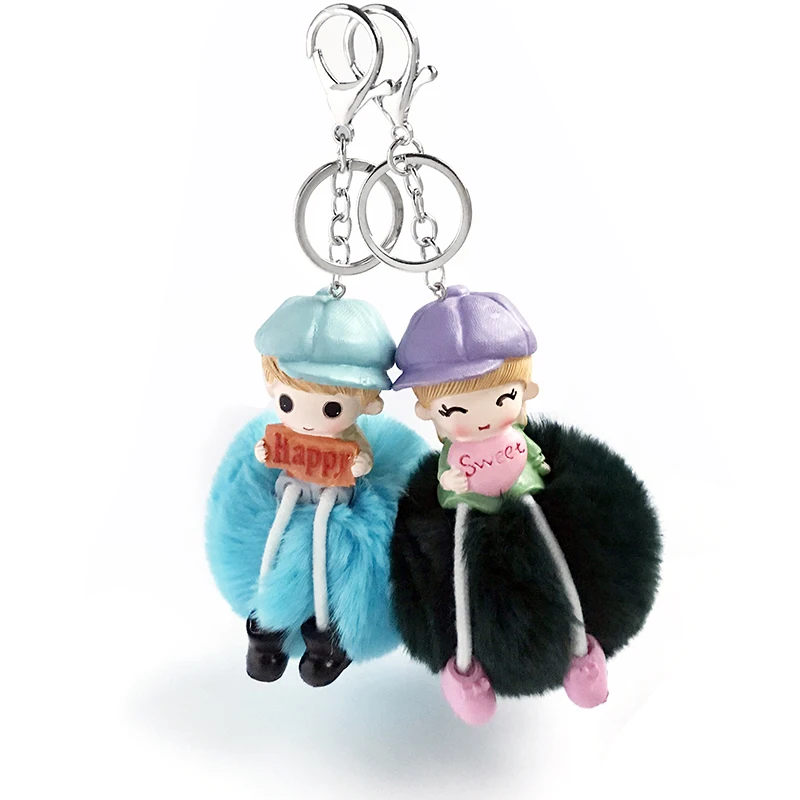 Cartoon creative couple key chain love a pair of male car key chain female GIFT PENDANT 2 sets