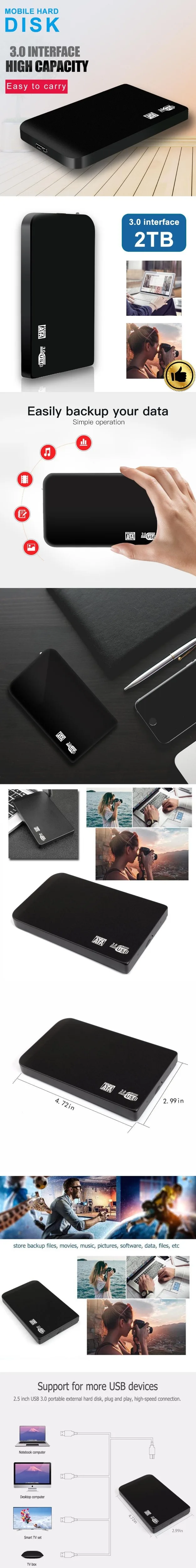 USB 3,0 Портативный внешний мобильный жесткий диск ПК ноутбук внешний жесткий диск адаптер Жесткий диск