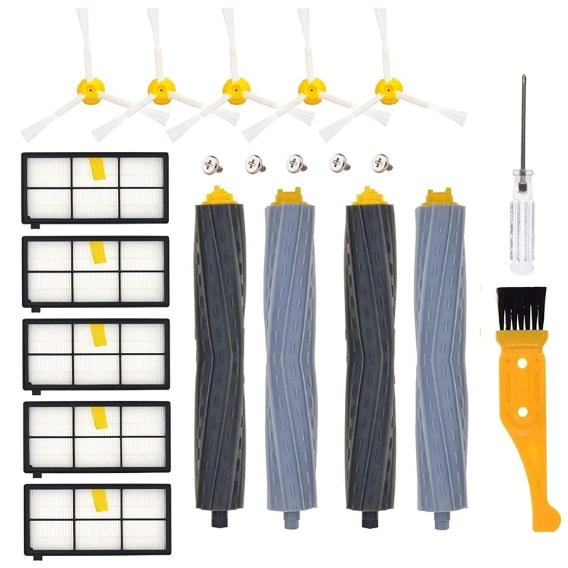 

Replacement Parts for Irobot Roomba 860 880 805 860 980 960 Vacuums, with Hepa Filter,3-Armedside Brush, Debris Rollers(As Shown