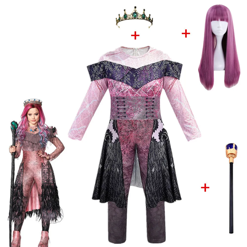 Rosa Audrey Kostume Madchen Halloween Kostume Fur Kinder Phantasie Party Frauen Kostum Evie Nachkommen 3 Mal Cosplay Fantasia Kostume Madchen Kostume Aliexpress