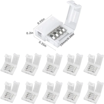 

10Pcs LED Strip Lights with RGBW Solder-free Quick Connector 5pin 10mm Buckle Bayonet Clip Lamp Lantern Accessories