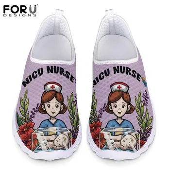 

FORUDESIGNS Women Icu Nurse Flats Outdoor Mesh Casual Sport Shoes Spring Nurse Breathable Trainers Women Tenis Feminino Sneakers