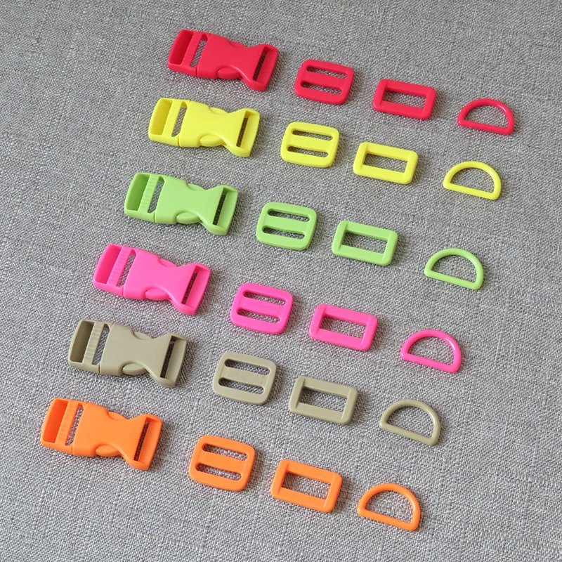 

20sets/lot 20mm 25mm webbing plastic release buckle D ring strap belt buckle slider for bag pet dog collar sewing DIY accessory