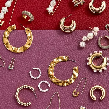 

Miwens Bauble Bar Chic Maxi Gold Circle Statement Earrings Women Fashion Sparkly Crystal Paperclip Safety Pin Earrings Jewelry