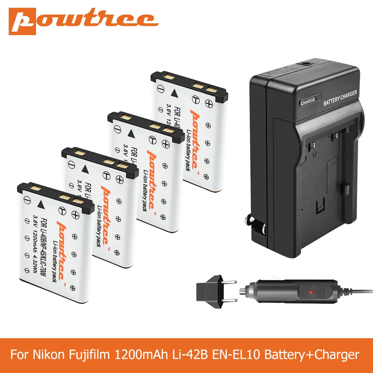 POWTREE 1.2Ah Li 40B NP45 42B EN EL10 RU ENEL10 цифровой Камера Батарея + Зарядное устройство для