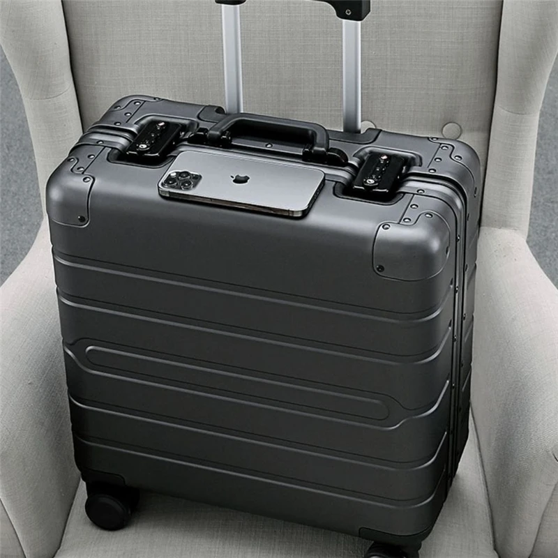 Tanie Carrylove 18 "Cal luksusowa marka aluminiowa walizka kabinowa 10kg mały bagaż na sklep