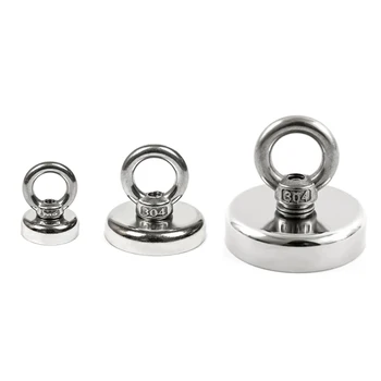 Imán de Neodimio U-JOVAN para Pesca o Soporte con Anillo de Acero. Tracción de 5 a 110 Kg según modelo.