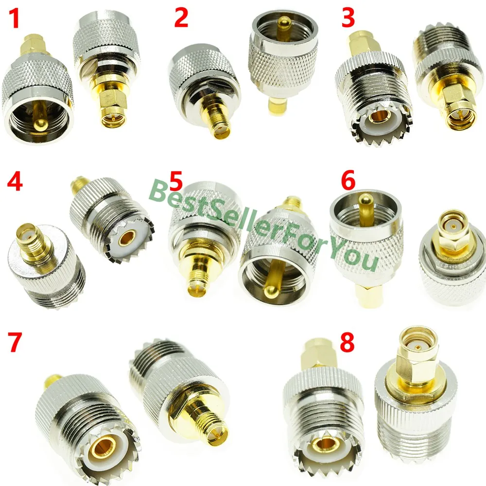 

UHF PL259 male SO239 female To SMA RPSMA Male Female RF Connector Adapter Converter Kit